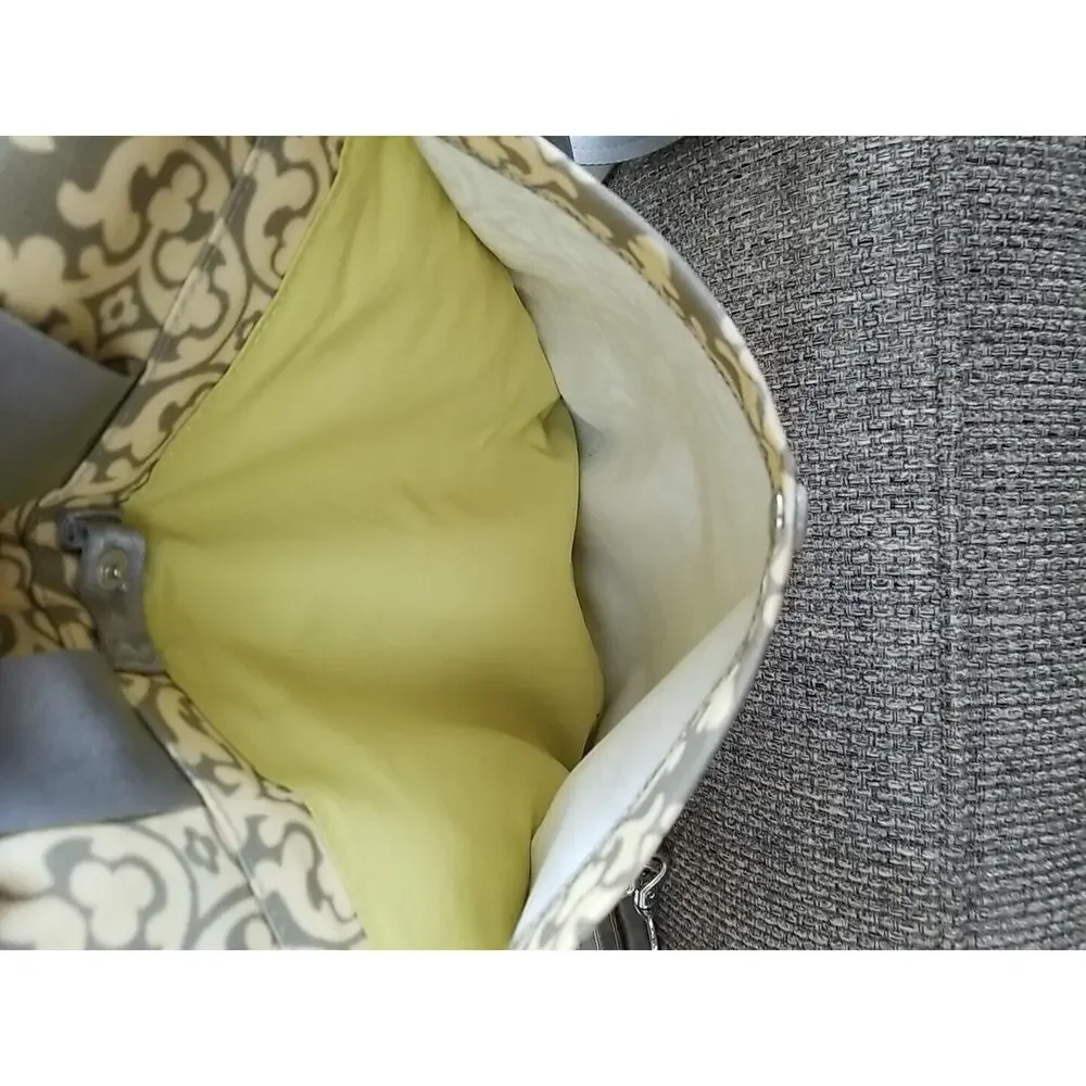 Petunia Pickle Bottom Backpack Shoulder Diaper‎ Bag Gray Light Yellow Green